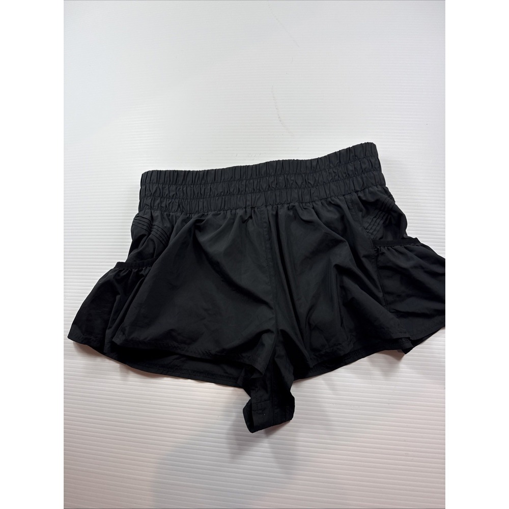Free People FP Movement Get Your Flirt On Shorts Black Smocked Waist M